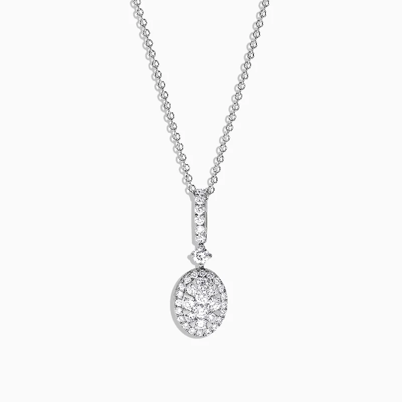 custom pendant necklace with initials for women-Bouquet 14K White Gold and Diamond Pendant, 0.42 TCW