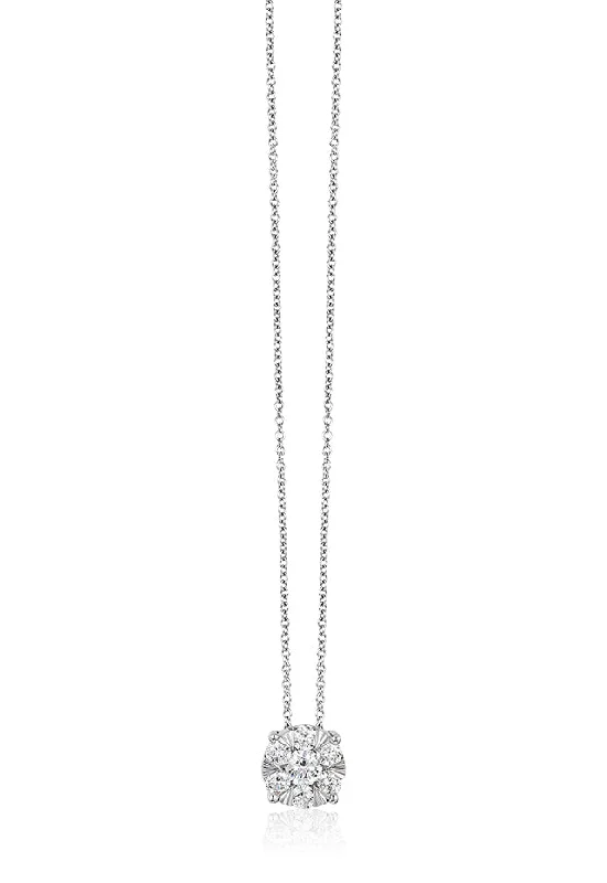 gold pendant necklace with custom message for her-Bouquet 14K White Gold Diamond Cluster Pendant, 0.27 TCW