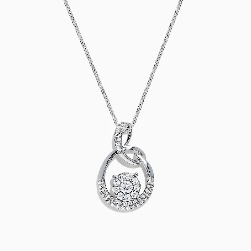 custom pendant necklace with family initials-Bouquet 14K White Gold Diamond Pendant, 0.53 TCW