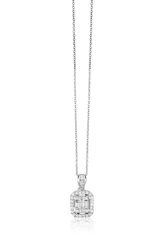 custom moon-shaped pendant necklace for her-Classique 14K White Gold Diamond Pendant, 0.36 TCW