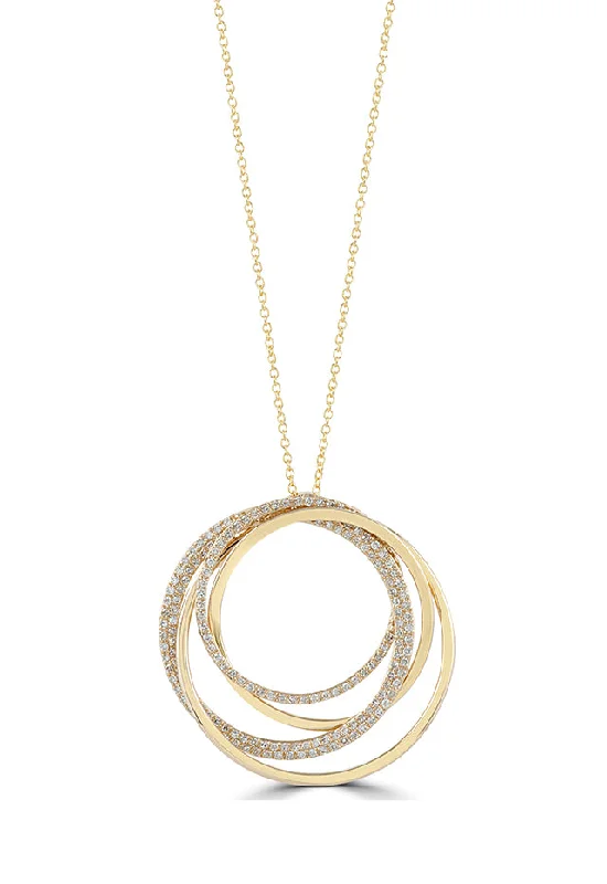 custom pendant necklace with quote for friends-D'Oro 14K Yellow Gold Diamond Circles Pendant, 0.70 TCW