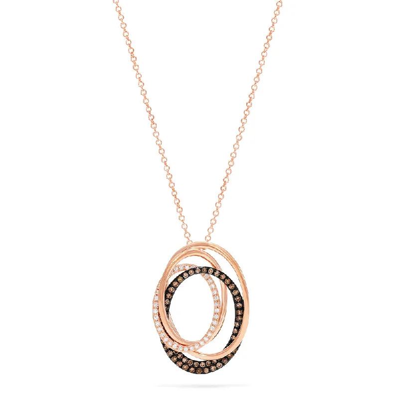 unique silver pendant necklace with engraving-14K Rose Gold Espresso and White Diamond Pendant, 0.48 TCW