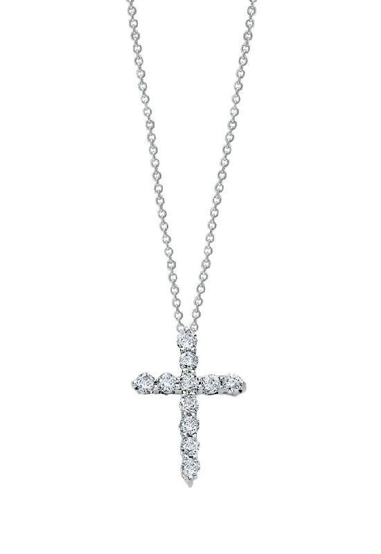 custom pendant necklace for husband-Novelty 14K White Gold Diamond Small Cross Pendant, 0.24 TCW