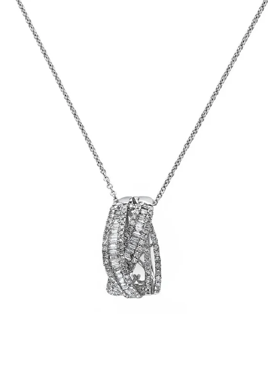 custom pendant necklace with initial engraving for couples-Pave Classica 14K White Gold Diamond Pendant, 0.75 TCW