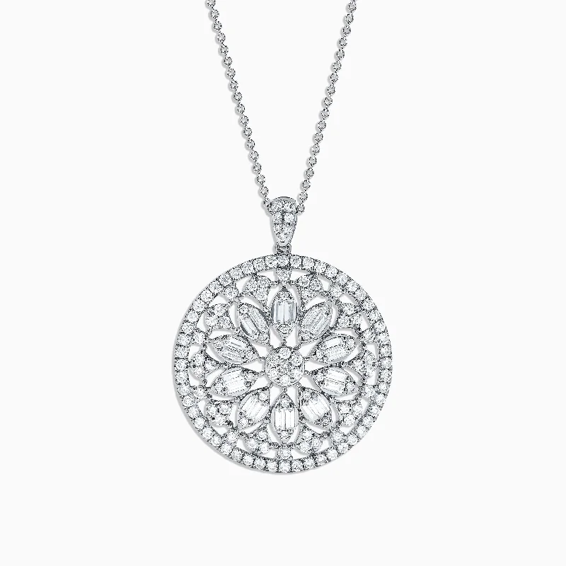 personalized pendant necklace with quote-Pave Classica 14K White Gold Diamond Pendant, 2.80 TCW