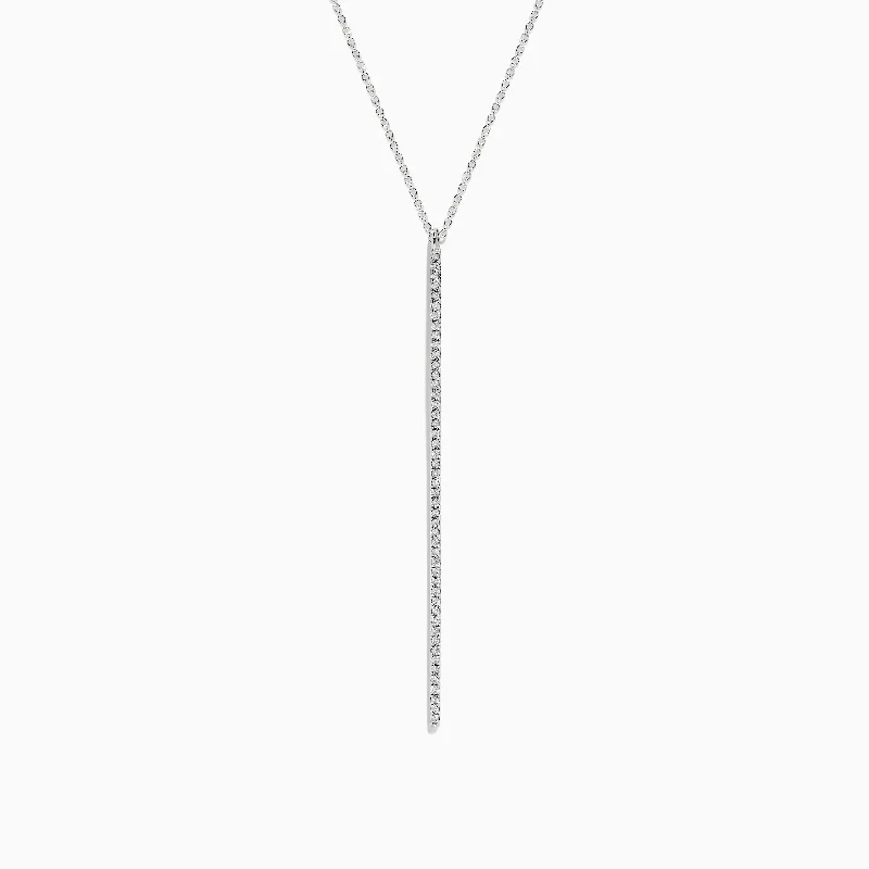 custom star pendant necklace with message-Pave Classica 14K White Gold Diamond Vertical Pendant, 0.14 TCW