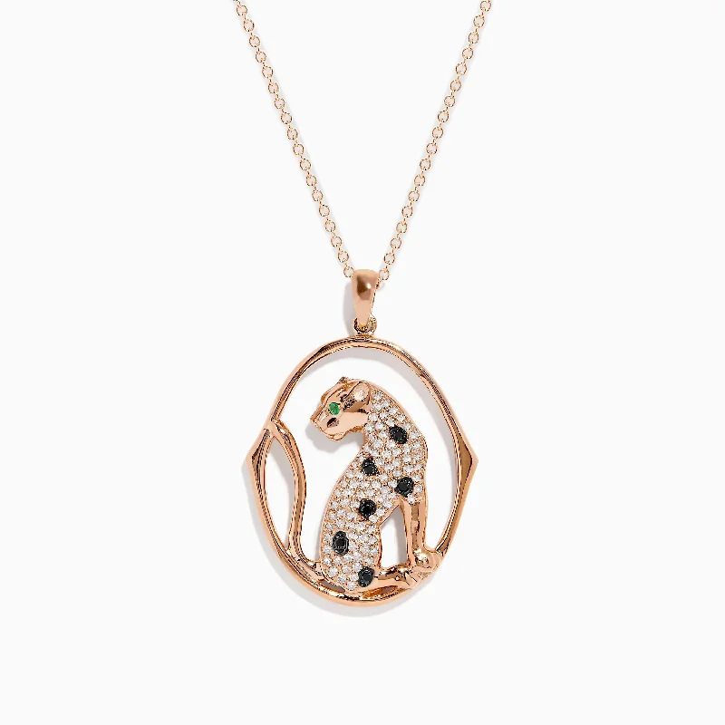 handmade silver pendant necklace with message-Signature 14K Rose Gold Diamond and Emerald Pendant, 0.44 TCW