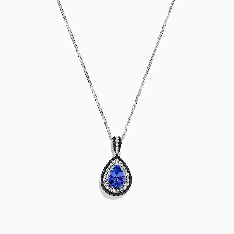 personalized bar pendant necklace with names-Nahla Siri 14K Gold Tanzanite and Diamond Pendant, 1.22 TCW