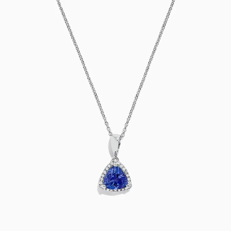 engraved pendant necklace for father’s day-Nahla Siri 14K Gold Tanzanite and Diamond Pendant, 1.82 TCW