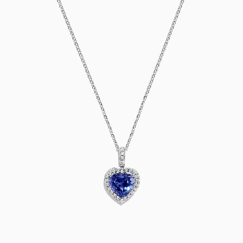 custom star pendant necklace with message-Nahla Siri 14K White Gold Tanzanite and Diamond Heart Pendant, 2.32 TCW