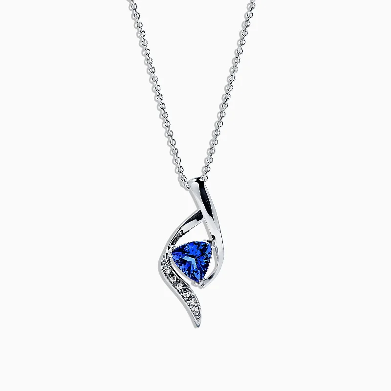 gold pendant necklace with unique engraving-Nahla Siri 14K White Gold Tanzanite & Diamond Pendant, 1.46 TCW