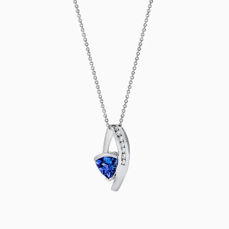 silver angel pendant necklace for mothers-Nahla Siri 14K White Gold Tanzanite & Diamond Pendant, 1.73 TCW