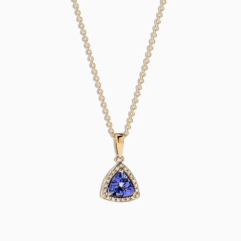 gold heart-shaped pendant necklace with initials-Nahla Siri 14K Yellow Gold Tanzanite & Diamond Pendant, 0.72 TCW