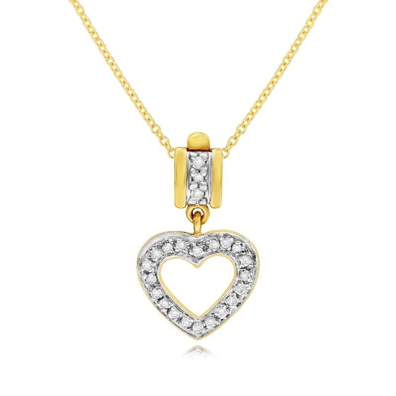 gold crystal heart pendant necklace-0.33ct Diamond Pendant set in 14KT Yellow Gold / FPR295B