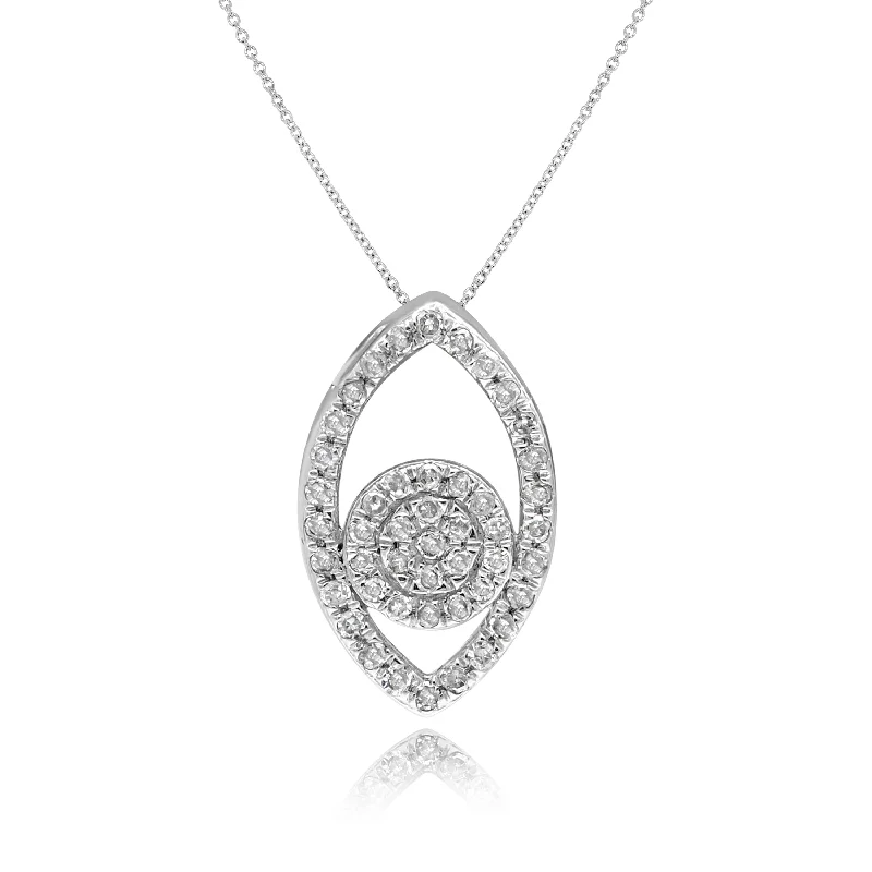 silver heart charm necklace for wife-0.15ct Diamond Pendant set in 14KT White Gold / JBP89264A1