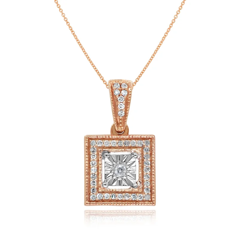 gold pendant necklace with custom engraving for men-0.09ct Diamond Pendant set in 14KT Rose Gold / JP105082P