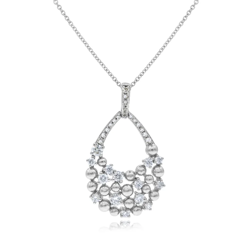 custom crystal pendant necklace for couples-0.41ct Diamond Pendant set in 14KT White Gold / P12371A