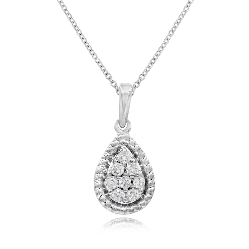 women’s gold pendant necklace with initials-0.14ct Diamond Pendant set in 14KT White Gold / P13524D