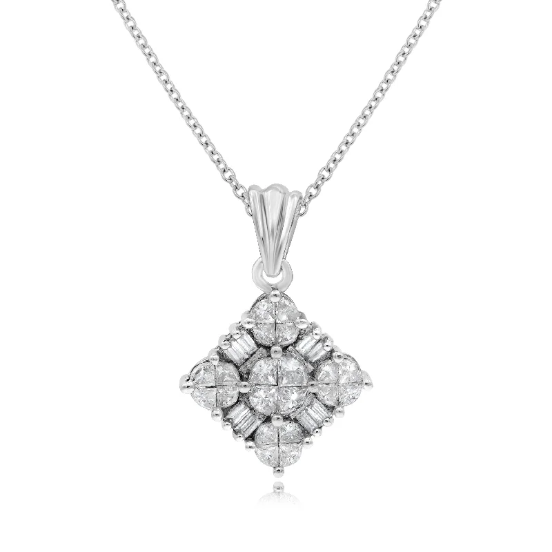 personalized custom name necklace for her-1.22ct Diamond Pendant set in 14KT White Gold / P394