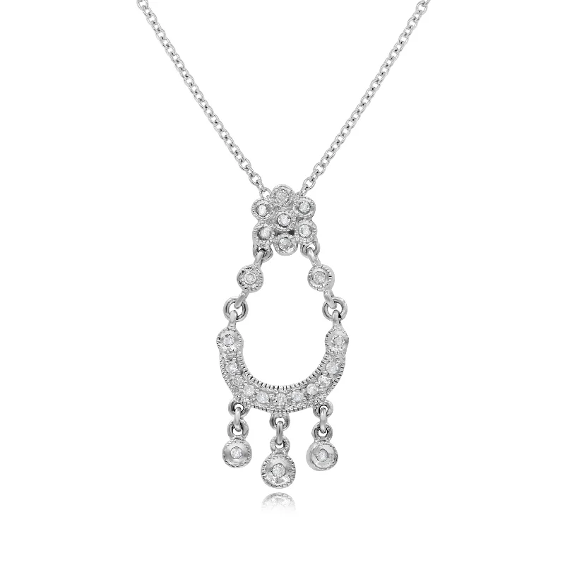 custom infinity pendant necklace with names-0.12ct Diamond Pendant set in 14KT White Gold / P4289