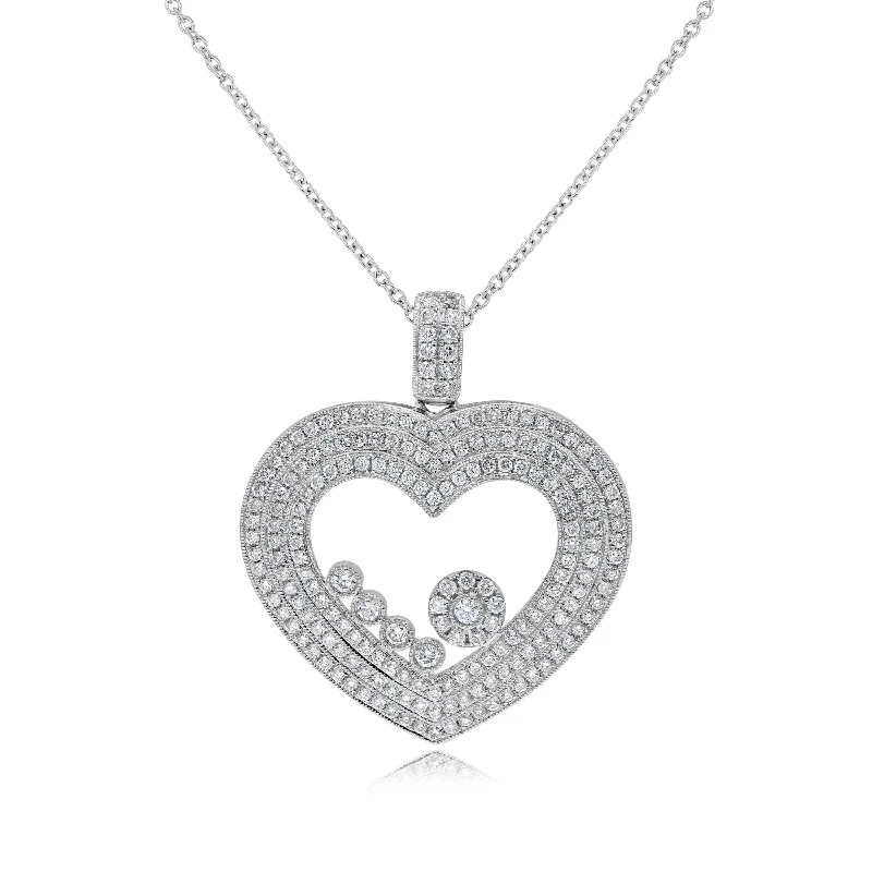 men’s engraved heart pendant necklace-1.50ct Diamond Pendant set in 14KT White Gold / PB250