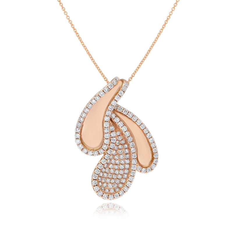 custom silver pendant necklace with crystal stone-0.90ct Diamond Pendant set in 18KT Rose Gold / PE825