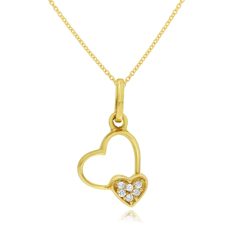 personalized photo pendant necklace for couples-0.15ct Diamond Heart Pendant set in 14KT Yellow Gold / SP1D0668