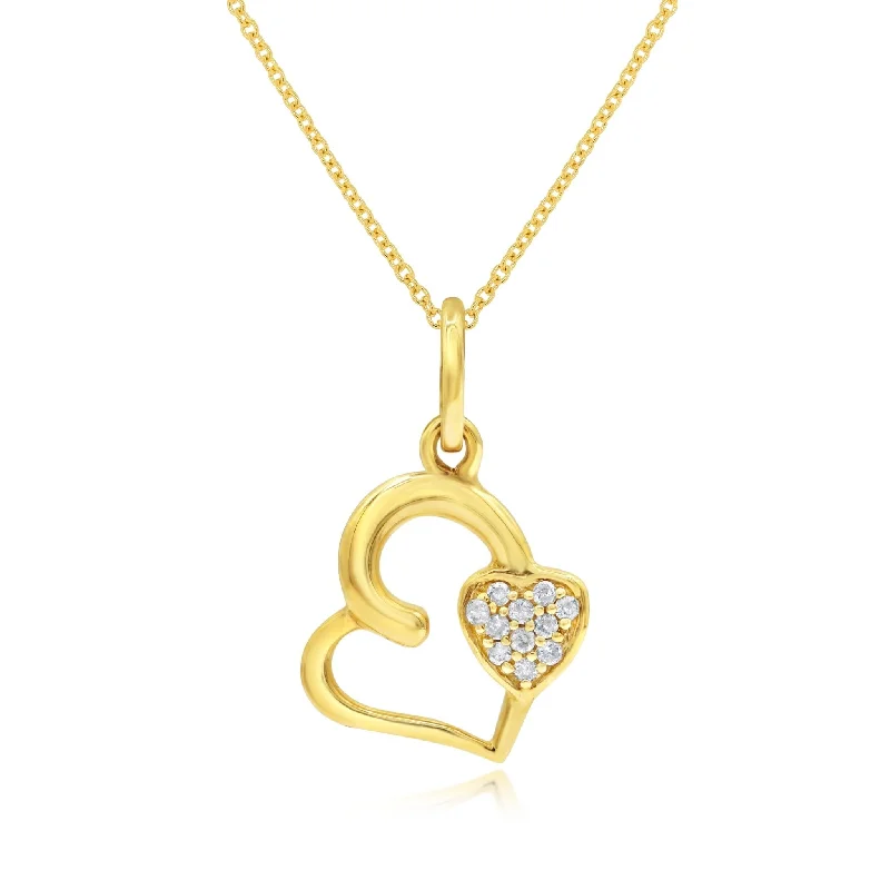 personalized pendant necklace for mother’s day-0.05ct Diamond Heart Pendant set in 14KT Yellow Gold / SP1D4949A