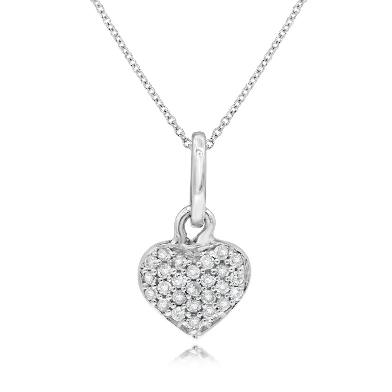 custom silver necklace with zodiac pendant-0.10ct Diamond Heart Pendant set in 14KT White Gold / SP1D4953