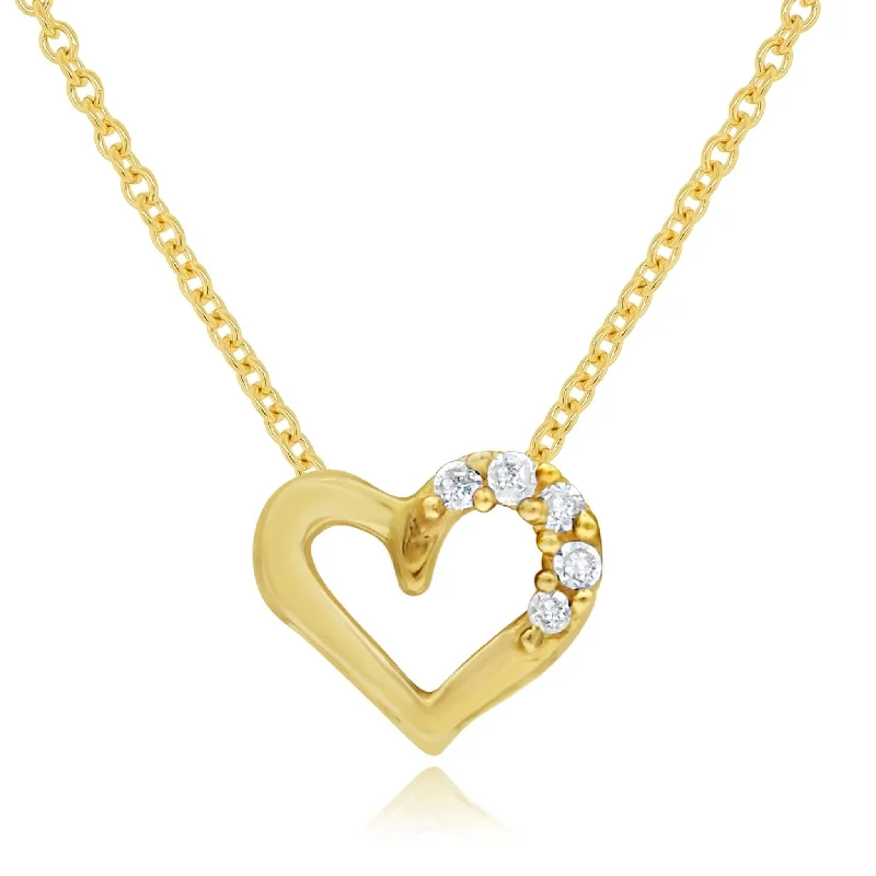 engraved pendant necklace for birthday gift-0.02ct Diamond Heart Pendant set in 14KT Yellow Gold / SP1D5078