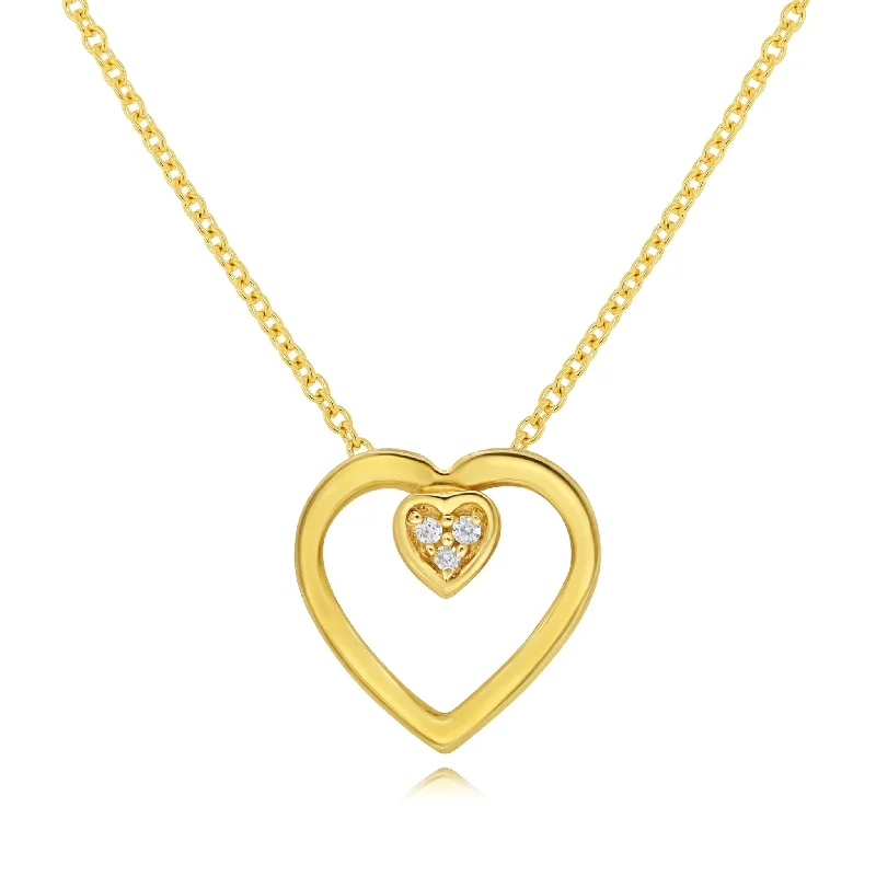 custom heart-shaped crystal pendant necklace-0.02ct Diamond Heart Pendant set in 14KT Yellow Gold / SP1D5283