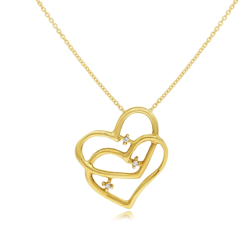 custom crystal pendant necklace with name-0.02ct Diamond Heart Pendant set in 14KT Yellow Gold / SP1D5327A