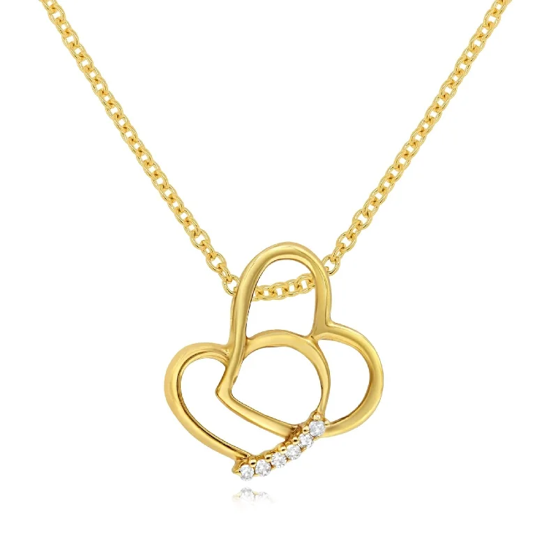 silver pendant necklace with engraved message-0.02ct Diamond Heart Pendant set in 14KT Yellow Gold /  SP1D5331Y