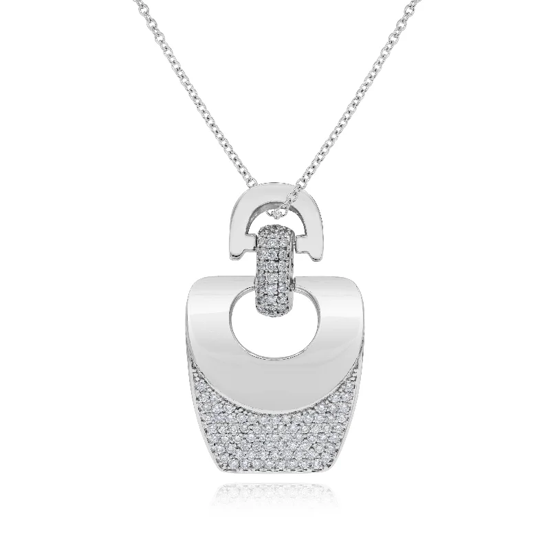 crystal pendant necklace for bridesmaids-1.60ct Diamond Pendant set in 18KT White Gold / TAL13