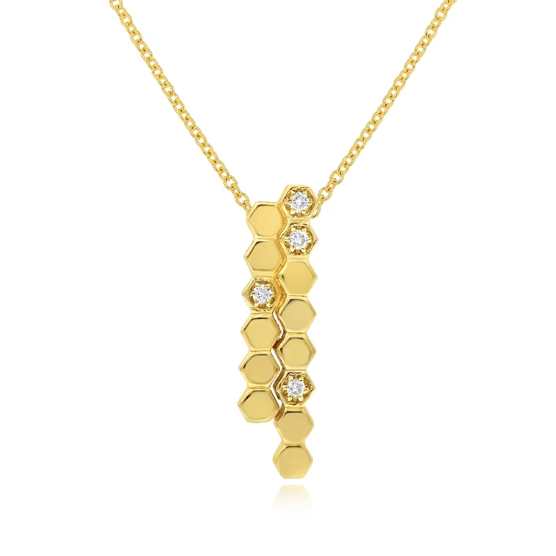 custom pendant necklace with family initials-0.15ct Diamond Pendant set in 14KT Yellow Gold / FLP402