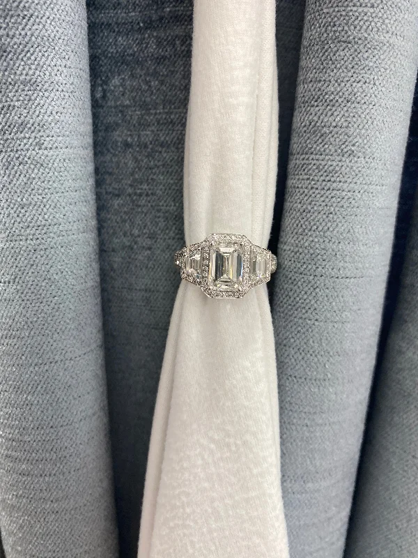 engagement rings with sapphire, emerald, and diamond settings-Sophia Emerald Cut Engagement Ring