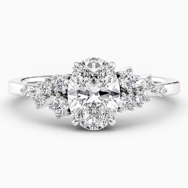 women’s wedding rings with radiant-cut sapphires and diamonds-Chloe-Twin Snowdrift Lab Grown Diamond Engagement Ring