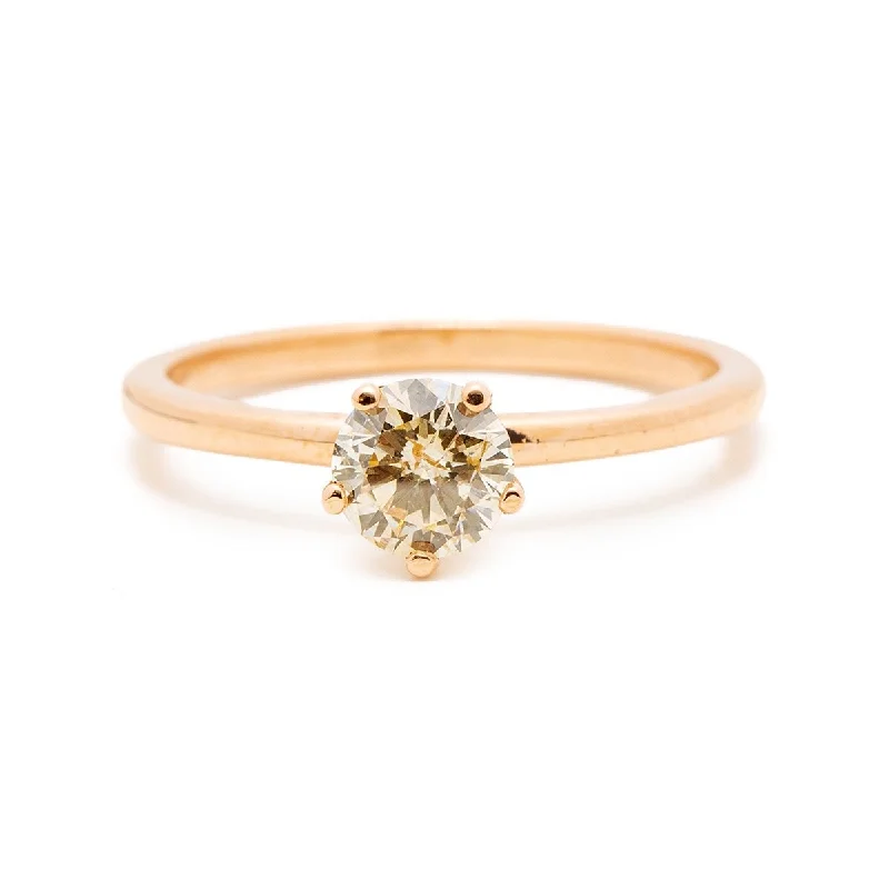 engagement rings with round diamonds and sapphire pave designs-Cognac Diamond Engagement Ring