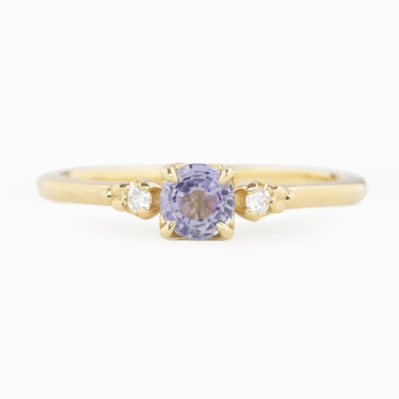 engagement rings with square sapphires and diamond halos-Estel Ring 4.5mm Blue Ceylon Sapphire