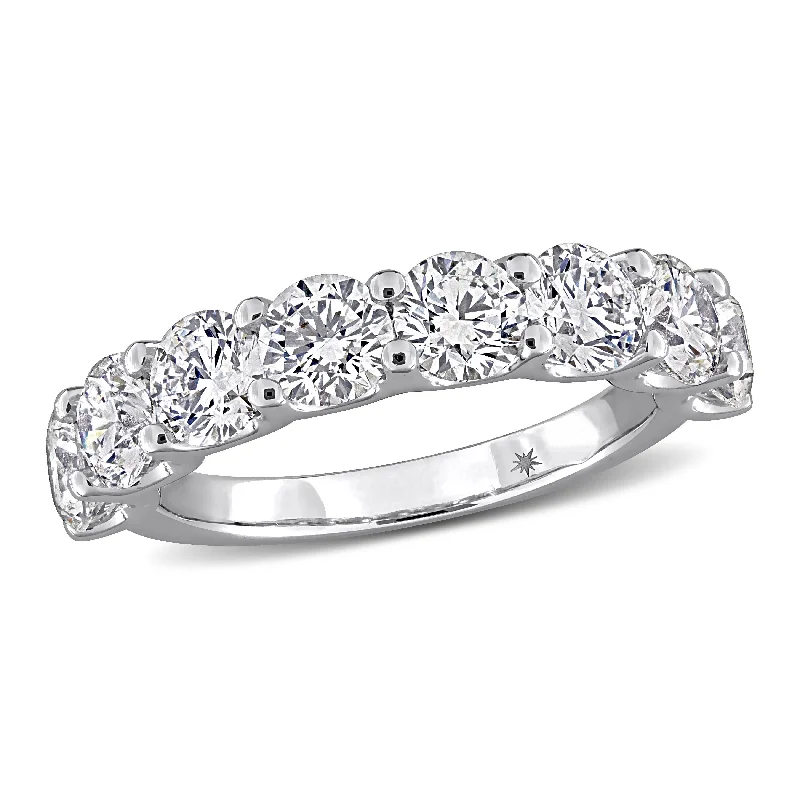 women’s rings with diamonds and sapphires for engagement-Created Forever 3ct TW Lab-Grown Diamond Semi-Eternity Anniversary Ring in 14k White Gold