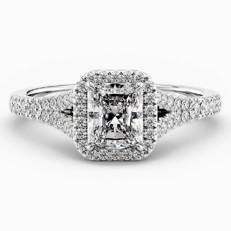 engagement rings with princess-cut diamonds and emerald accents-Daisy Halo Lab Grown Diamond Engagement Ring