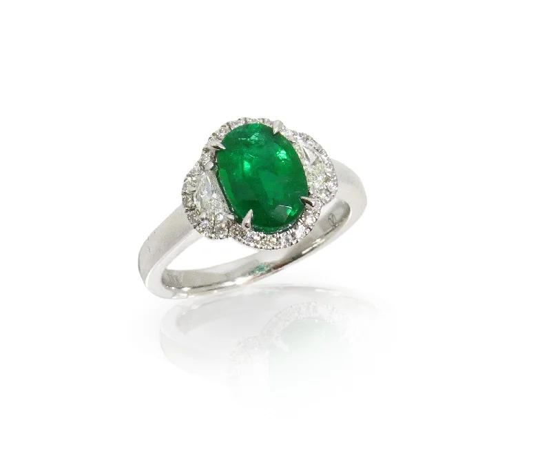 women’s engagement rings with radiant sapphires and diamonds-Diamond and Emerald Ring