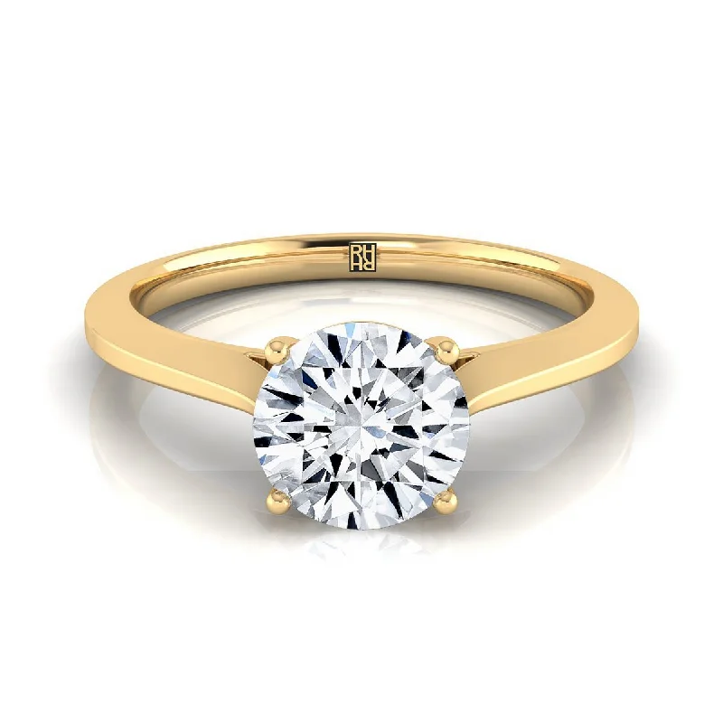 engagement rings with oval diamonds and sapphire center stones-14K Yellow Gold Round Brilliant  Timeless Solitaire Comfort Fit Engagement Ring