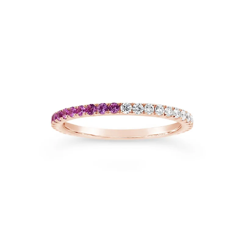 women’s wedding rings with vintage diamonds and sapphires-Gradient Diamond & Pink Sapphire Eternity Ring