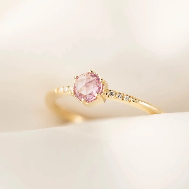 engagement rings with vintage-inspired sapphires and diamonds-Grace Ring - 4.5mm 0.35ct Pink-Purple Unheated Sapphire