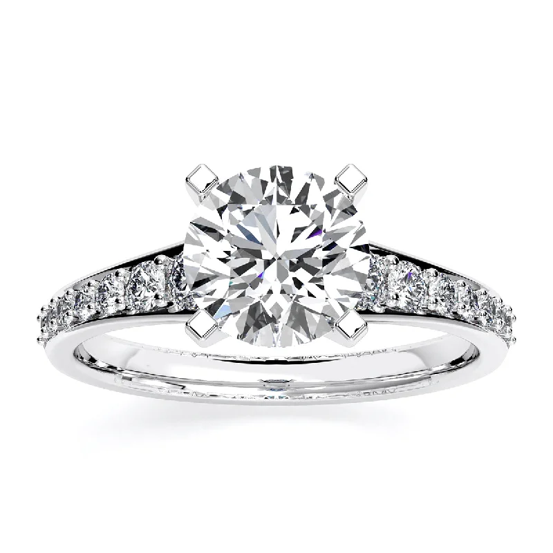 engagement rings with radiant diamonds and sapphires-Holly - Round Lab Diamond Engagement Ring VS2 F (IGI Certified)