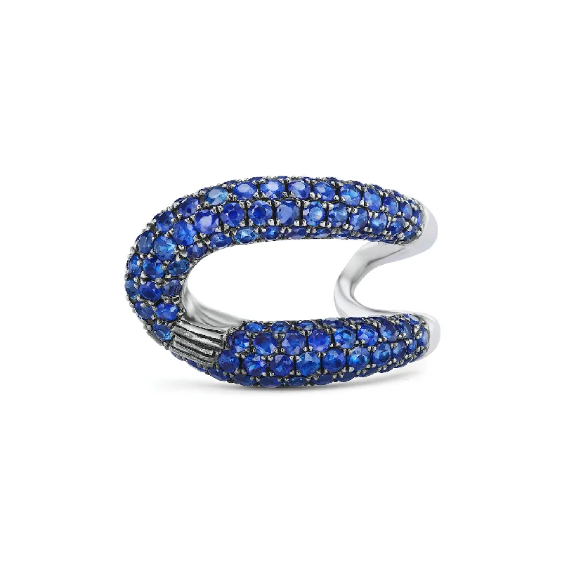 men’s wedding bands with sapphire center stones and diamonds-Intertwin Ring Blue Sapphire