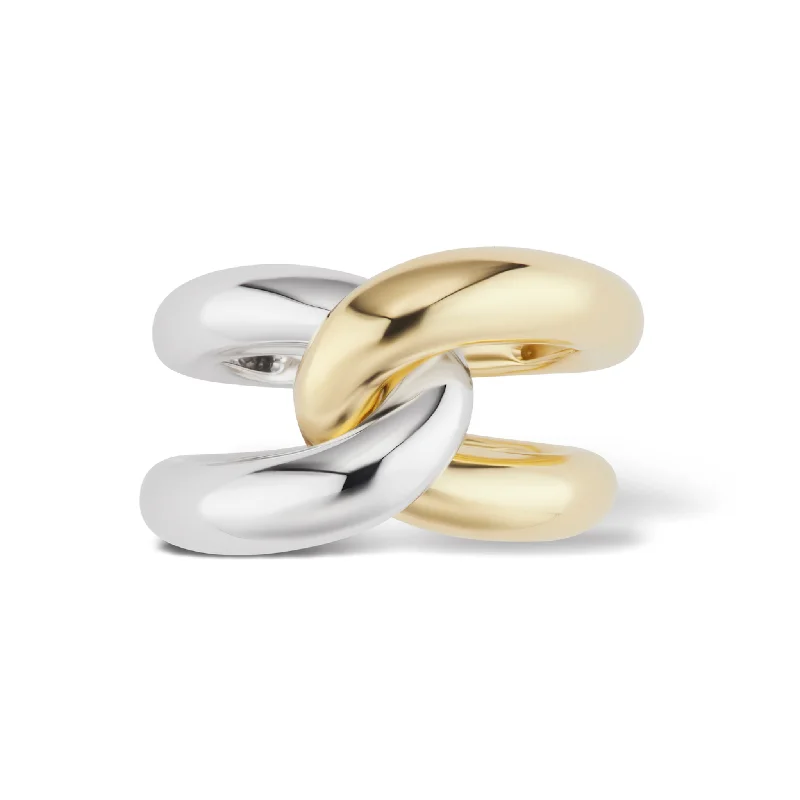 men’s wedding bands with round sapphires and diamonds-Intertwin Ring 18k Gold & 18k Gold