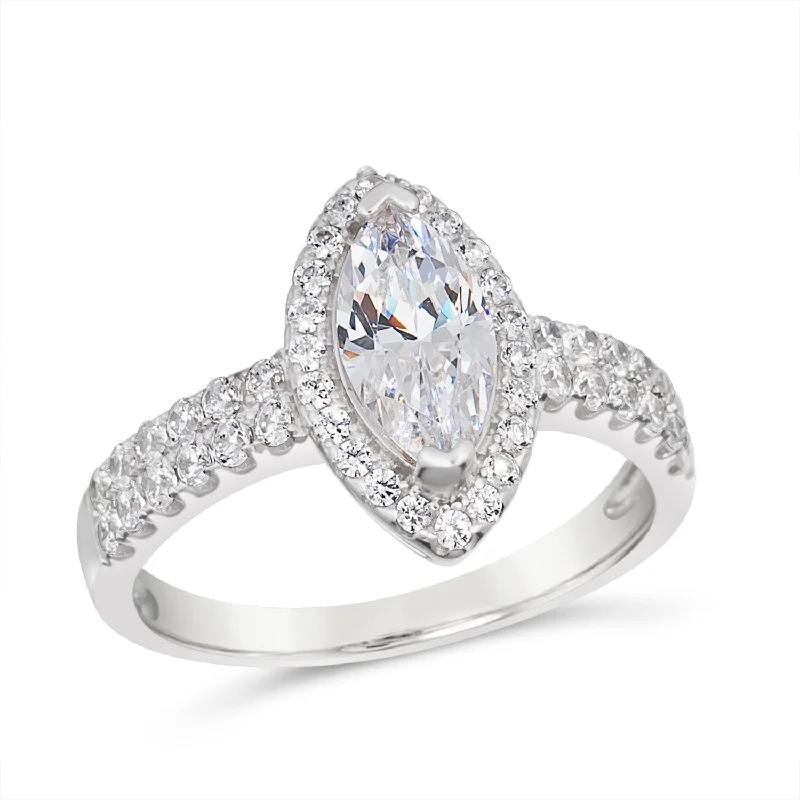 engagement rings with round diamonds and sapphire center stones-Marquise Diamond Crystalline Ring