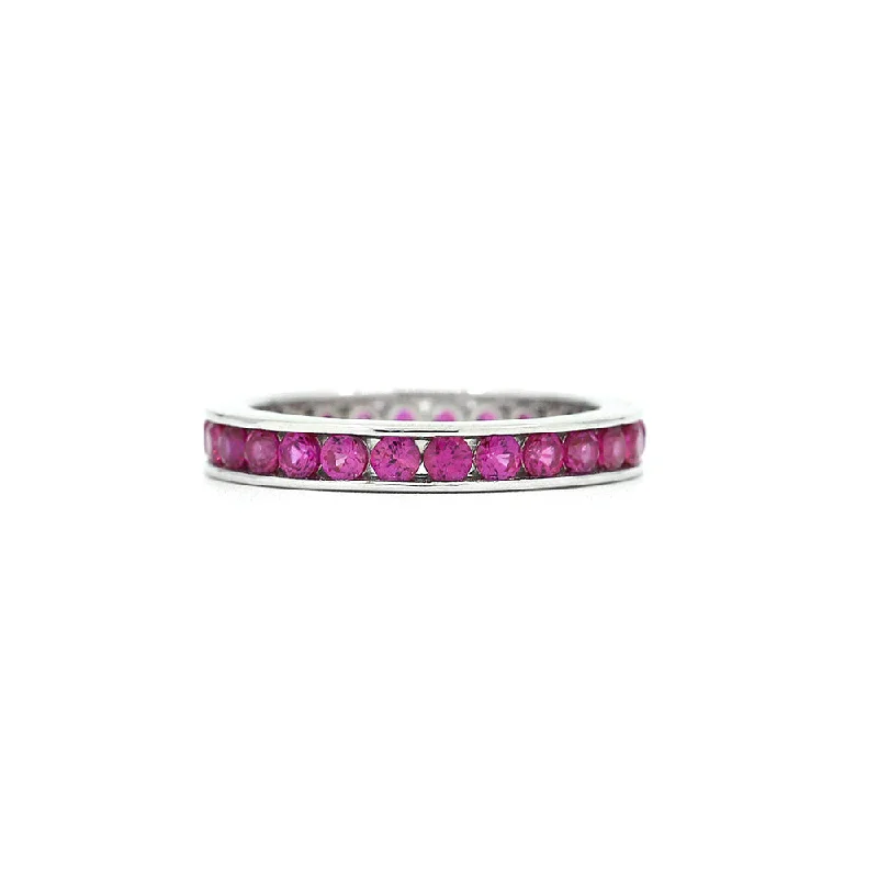 men’s wedding rings with diamond pave and sapphire details-Omni 11 Ring in Sapphire Pink